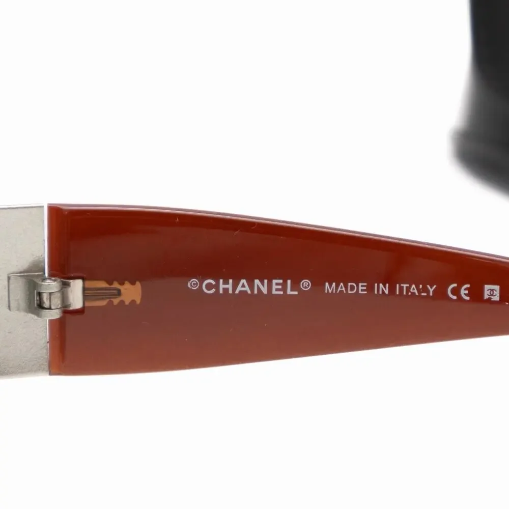 CHANEL Y2K 4114 CC Logo Shield Sunglasses Coral Red Silver Gradient Lens